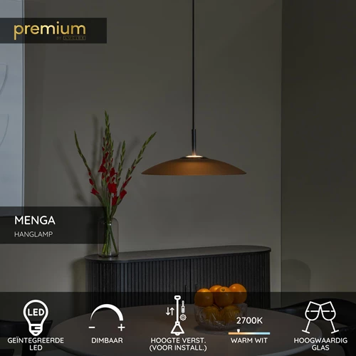 Lucide MENGA - Hanglamp - Ø 40 cm - LED Dimb. - 1x11W 2700K - Amber | Premium - USP